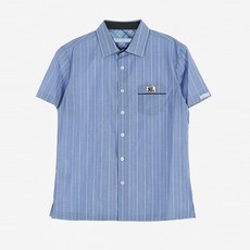 GYOBOKMALL 粉色綠色條紋短袖校服襯衫