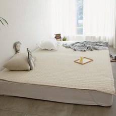 이블랑 여름 향균 시어서커 침대 패드, 베이지