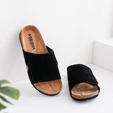 GODSHOE 素色魔鬼氈軟木底拖鞋, 黑色, 280mm