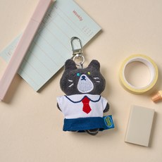 버터 밀크캣스쿨 오드괭 미니 키링, 블랙, 1개, 8cm