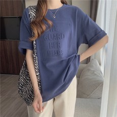 마더브띠 여성용 레터링 기본 반팔 롱 티셔츠