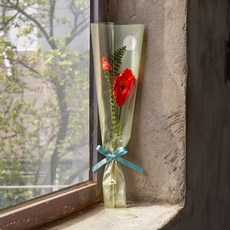 아스파시아 한송이 조화 꽃다발 2p, 양귀비 레드