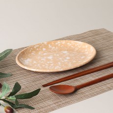 쿡차 레트로 분식 떡볶이 팝 타원접시 1호, BROWN, 4개