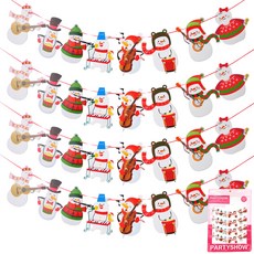 PARTYSHOW 聖誕節角色雪人派對裝飾拉旗 4件組, 混合色, 1個