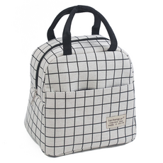 Toppia 簡約保溫保冷袋, 白色格紋, 1個