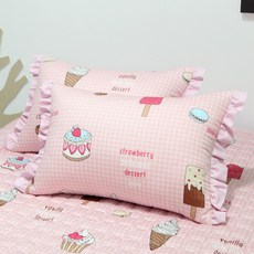 EBLANK 兒童純棉枕頭套, 1個, 甜點 復古粉