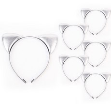 PARTYHAE 可愛貓咪髮箍, 銀色, 6個