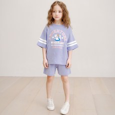 andiapple 女童款愛麗絲圖案短袖短褲套裝