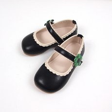 BEBEMARU 女童花朵波浪紋皮鞋 9726