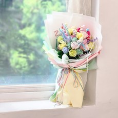 아스파시아 써니 모루 파스텔로즈 30송이 비누 꽃다발, 옐로우, 1개