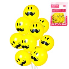 PARTYSHOW 派對裝飾氣球20入組, 鬍子黃色, 1套
