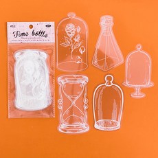 MaDaKkuMi 手帳書籤 DIY 壓花花朵書籤 護貝紙 5款 x 4p 套組 時間瓶, 1套