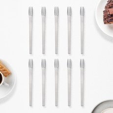 RAONNURI Zen 304全不鏽鋼水果蛋糕叉, 銀色, 10個
