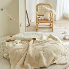 DECOVIEW 雛菊刺繡毛毯, 米黃色