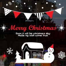 Munky Deco 聖誕節貼紙 聖誕節裝飾村 + 推棒, 白色 + 紅色