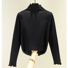 스타 스캘럽 코튼 벨벳 임부 긴팔 목티셔츠