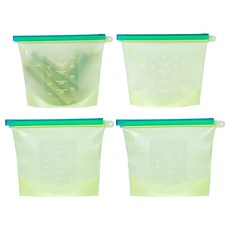inbloom 矽膠拉鍊袋 冰箱收納容器 1000ml + 1500ml 套組 綠色, 混合, 2套