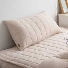 아이닉스 푸딩 소프트워싱 등받이 롱 헤드쿠션 누빔 커버 솜포함, 베이지