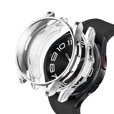 Luarmo Galaxy Watch 相容全覆蓋保護殼 2入組, 銀色,透明