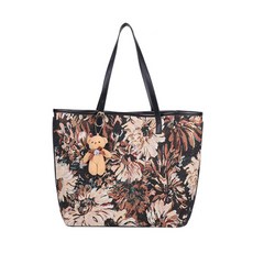 JH Company 復古藝術印花購物袋, 黑色