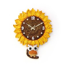 靜音 550 向日葵貓頭鷹時鐘 小, 混合色