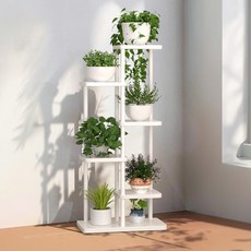 21C Trend 現代風格鐵製花談花盆整理架, 白色, 6層