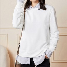 더시럽 여성용 심플 캐주얼 헤른 단색 맨투맨