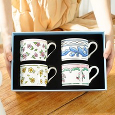 MAISON OBJET Poppy From Flower 立體湯品馬克杯 330ml x 4件組, 櫻草 + 天竺葵 + 水仙花 + 繡球花, 1套