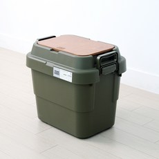 켐포바니 캠핑 수납 트렁크 카고 박스 22L + 우드상판, 카키(카고 박스), 1개