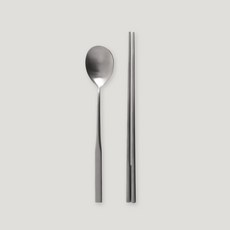 소소모소 플럼프 스텐 수저 세트, 실버, 1세트, 숟가락 + 젓가락