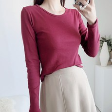 이지스튜디오 여성용 투썸 슬림핏 쫀쫀 베이직 긴팔 티셔츠