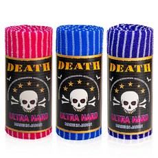 Death日本沐浴巾 超硬型, 1個, 3片, 紅色、藍色、紫色