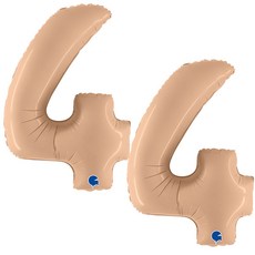 GRABO BALLOONS 鋁箔氣球 大號 數字4, 2個, 拿鐵色