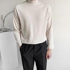 MEOSIDDA 男款素色半高領長袖T恤