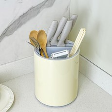 Monde Spot 大容量旋轉刀架 廚具餐具筒 RB20735, 奶油黃色, 1個