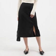 엘쏘 뒷밴딩 스판 H라인 슬릿 베이직 롱 스커트