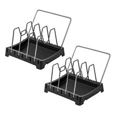 마켓감성 냄비보관 뚜껑선반 2p, 블랙, 1개