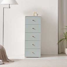 코넬 서랍 틈새 수납장 방문설치, 터쿼이즈, 5단