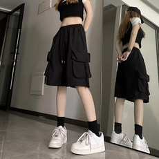 I'M MONG 女款裡奧林街頭鬆緊帶工裝百慕達短褲
