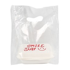 The Pack Company 紙漿飯盒 1 號印刷微笑 20p + PE 透明塑料購物袋 20p 套組, 1組