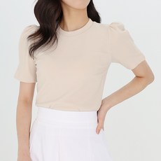 모이르벨라 여성용 알로하 라운드넥 퍼프 반팔 티셔츠 T24SS2-A0111