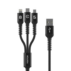 요이치 마운틴 베타S 멀티 충전 케이블, 70cm, 블랙, 1개