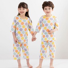 HOLABABY 兒童笑臉提花七分家居服套裝