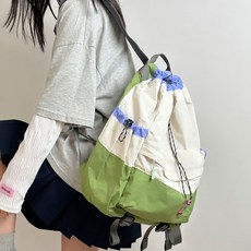 Elsso 街頭尼龍大容量防水束口時尚後揹包, 白色