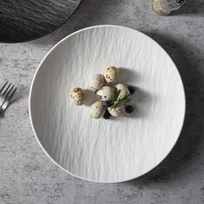 歐恩生活 Zen Style 晚餐擺盤 磨砂圓盤, 石白色, 1個