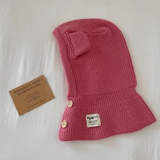 JOYMULTI 童款雙鈕扣熊熊針織巴拉克拉瓦帽