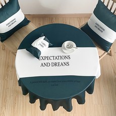 알럽홈 원형 인테리어 방수 식탁보 그린, 혼합색상, 85cm