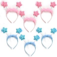 PARTYSHOW 星星絨毛髮箍 2款, 粉藍色, 3套