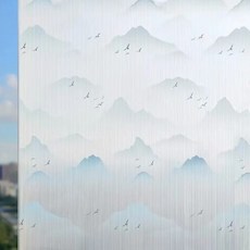 언헤브 패턴 유리창 필름 시트지, 04산수화, 70 x 200 cm