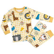 Maykids 童款格紋動物世界30支棉長袖家居服套裝